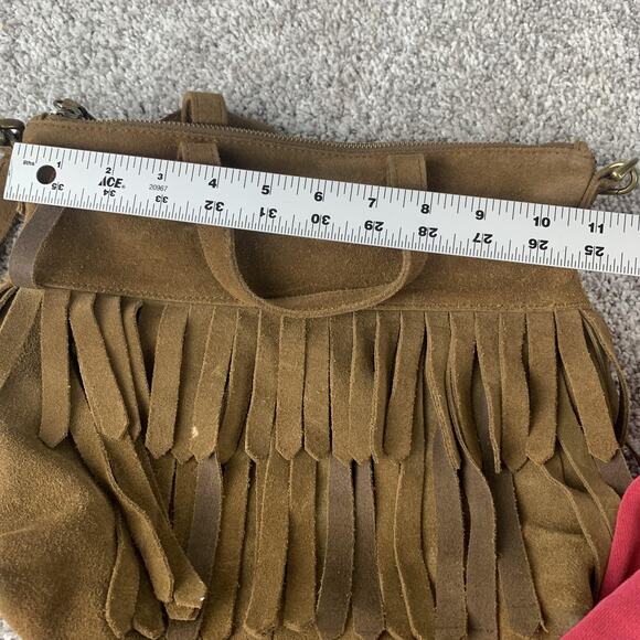 Madewell Handbag Womens Brown Suede Fringe Crossbody Shoulder Boho Tote Purse - Picture 6 of 7